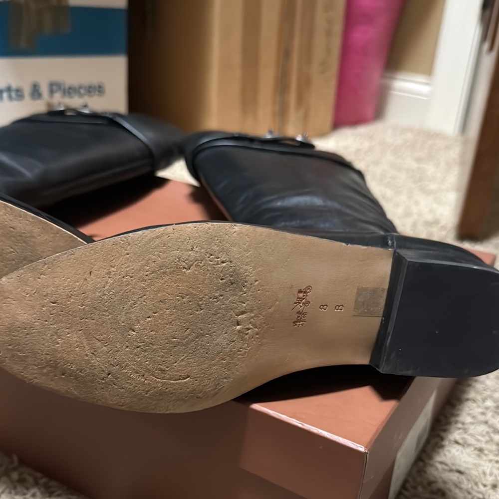 Coach Black Leather Riding Boots - Picture 2 of 5